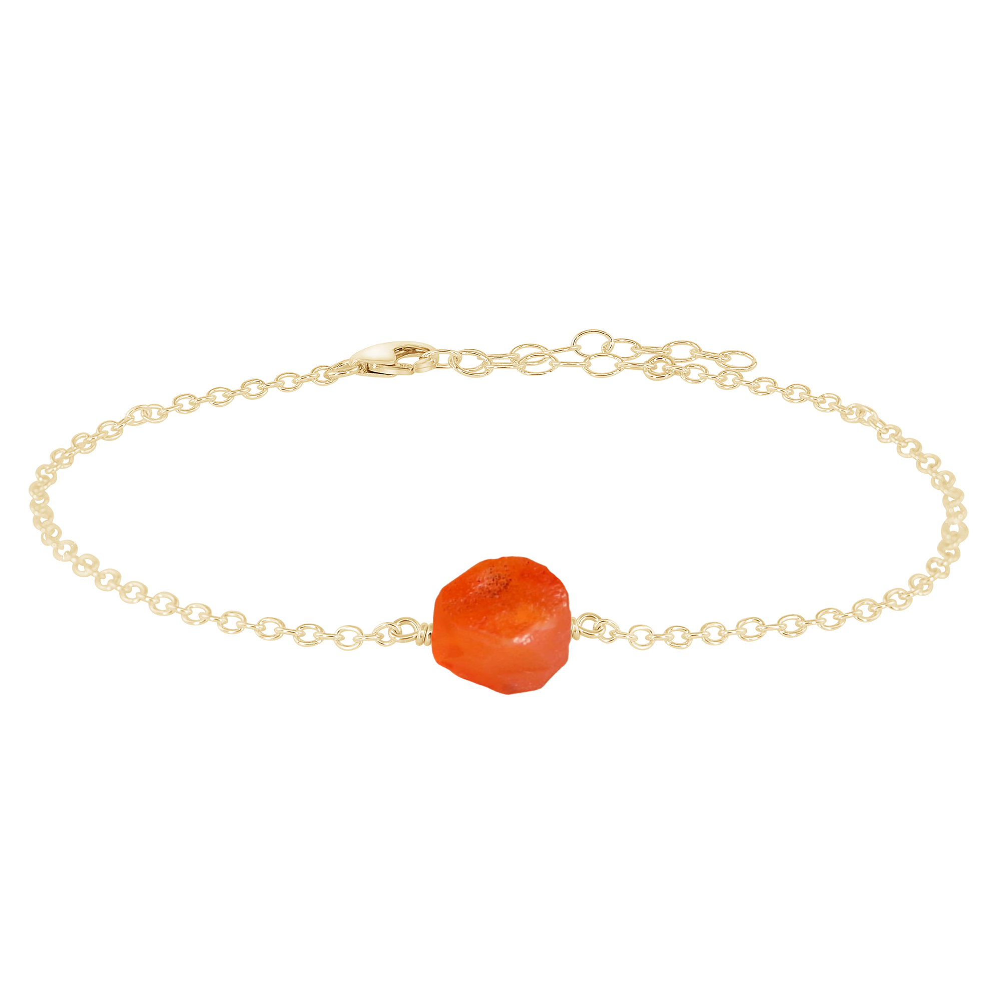 Raw Carnelian Crystal Nugget Anklet - Raw Carnelian Crystal Nugget Anklet - 14k Gold Fill - Luna Tide Handmade Crystal Jewellery