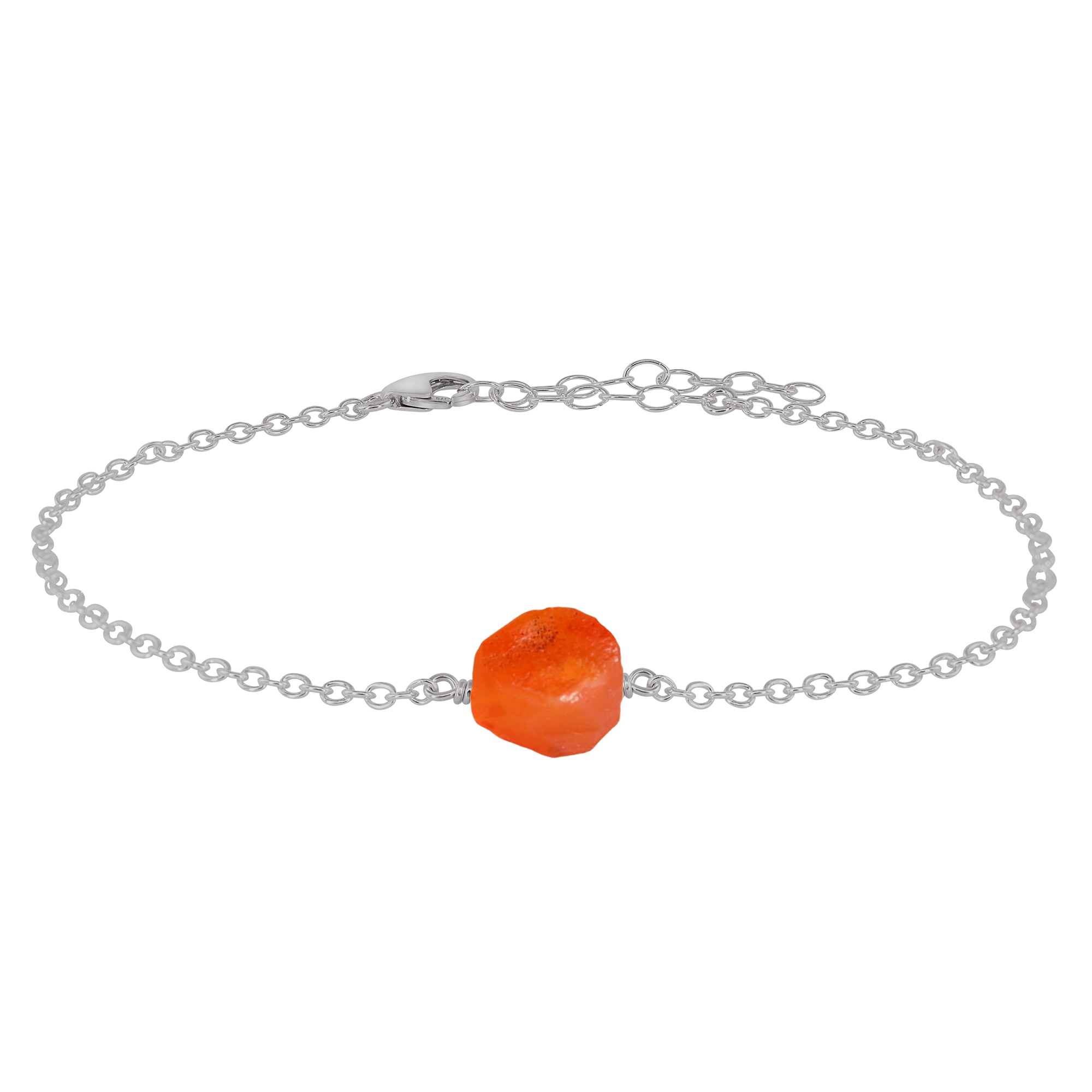 Raw Carnelian Crystal Nugget Anklet - Raw Carnelian Crystal Nugget Anklet - Stainless Steel - Luna Tide Handmade Crystal Jewellery