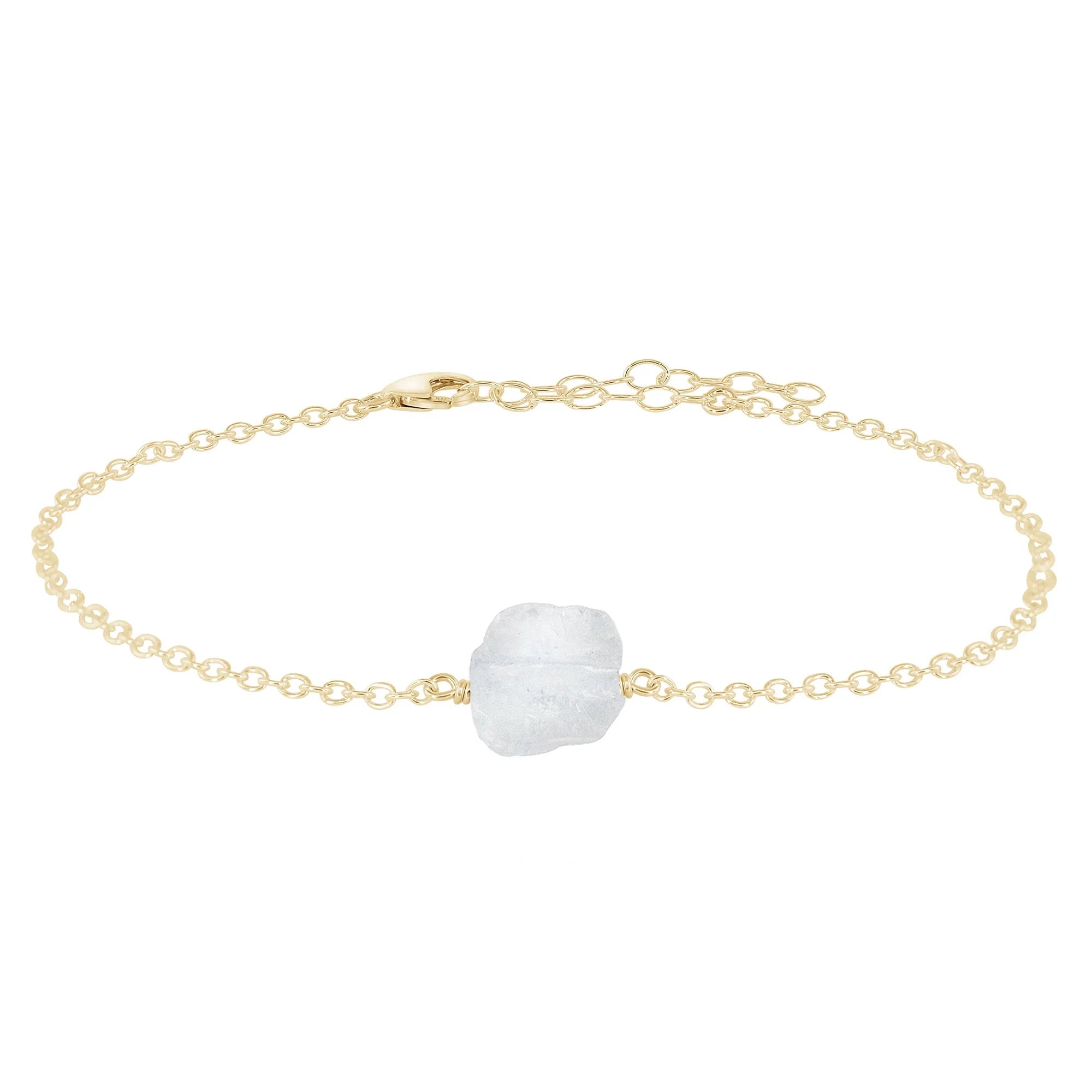 Raw Clear Quartz Crystal Nugget Anklet - Raw Clear Quartz Crystal Nugget Anklet - 14k Gold Fill - Luna Tide Handmade Crystal Jewellery