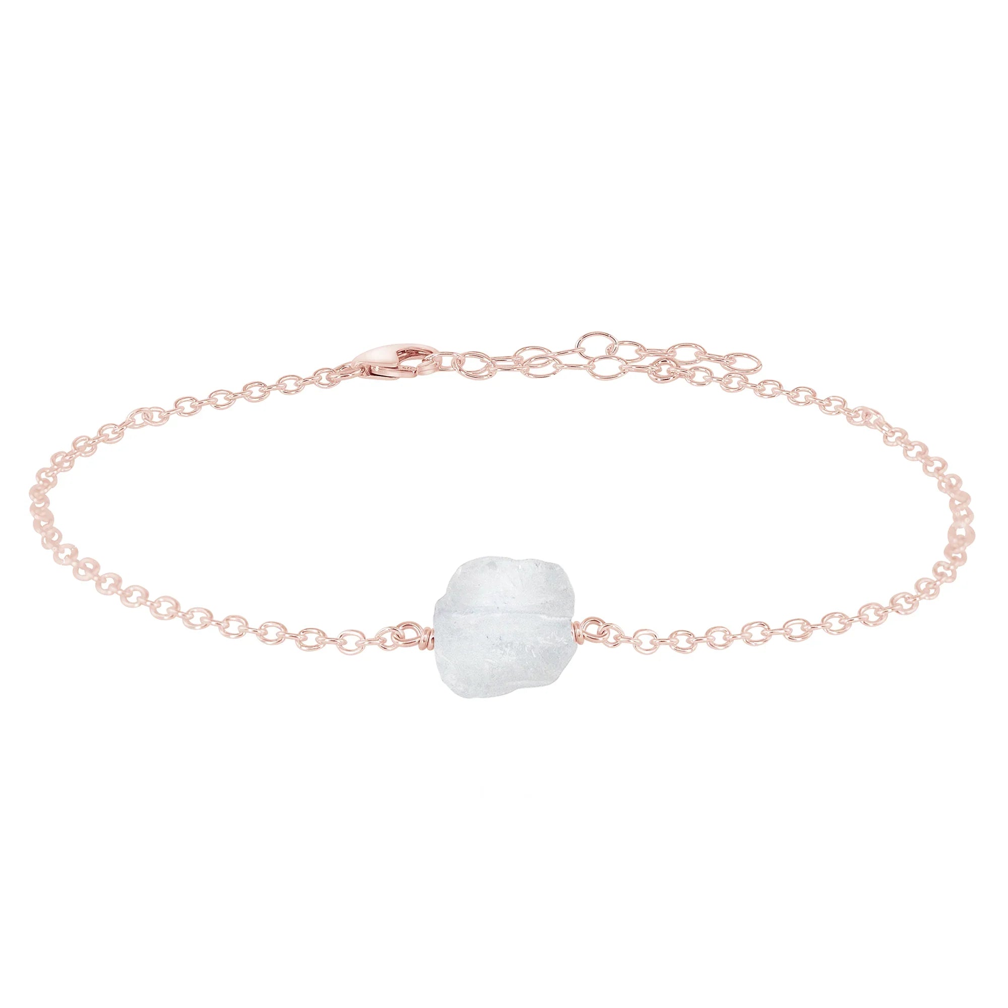 Raw Clear Quartz Crystal Nugget Anklet - Raw Clear Quartz Crystal Nugget Anklet - 14k Rose Gold Fill - Luna Tide Handmade Crystal Jewellery