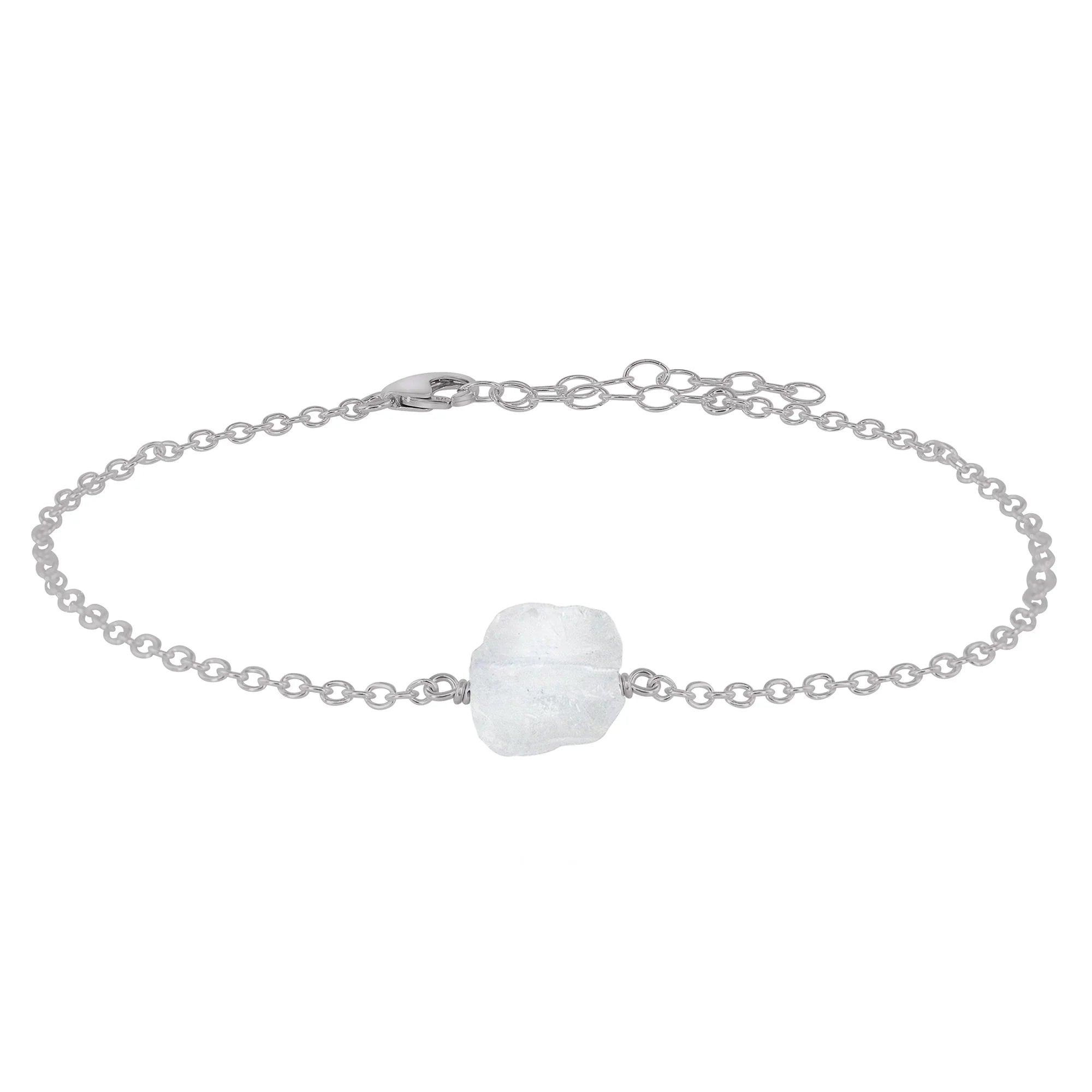 Raw Clear Quartz Crystal Nugget Anklet - Raw Clear Quartz Crystal Nugget Anklet - Stainless Steel - Luna Tide Handmade Crystal Jewellery