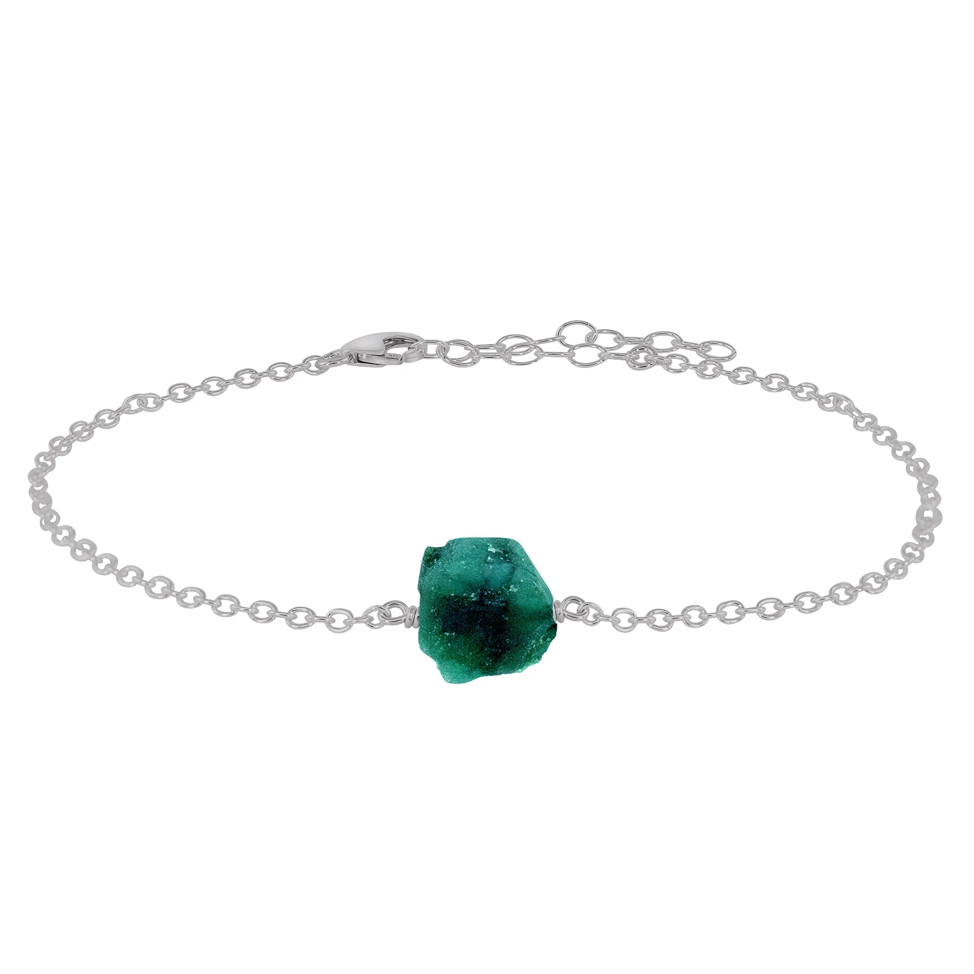 Raw Emerald Crystal Nugget Anklet - Raw Emerald Crystal Nugget Anklet - Stainless Steel - Luna Tide Handmade Crystal Jewellery