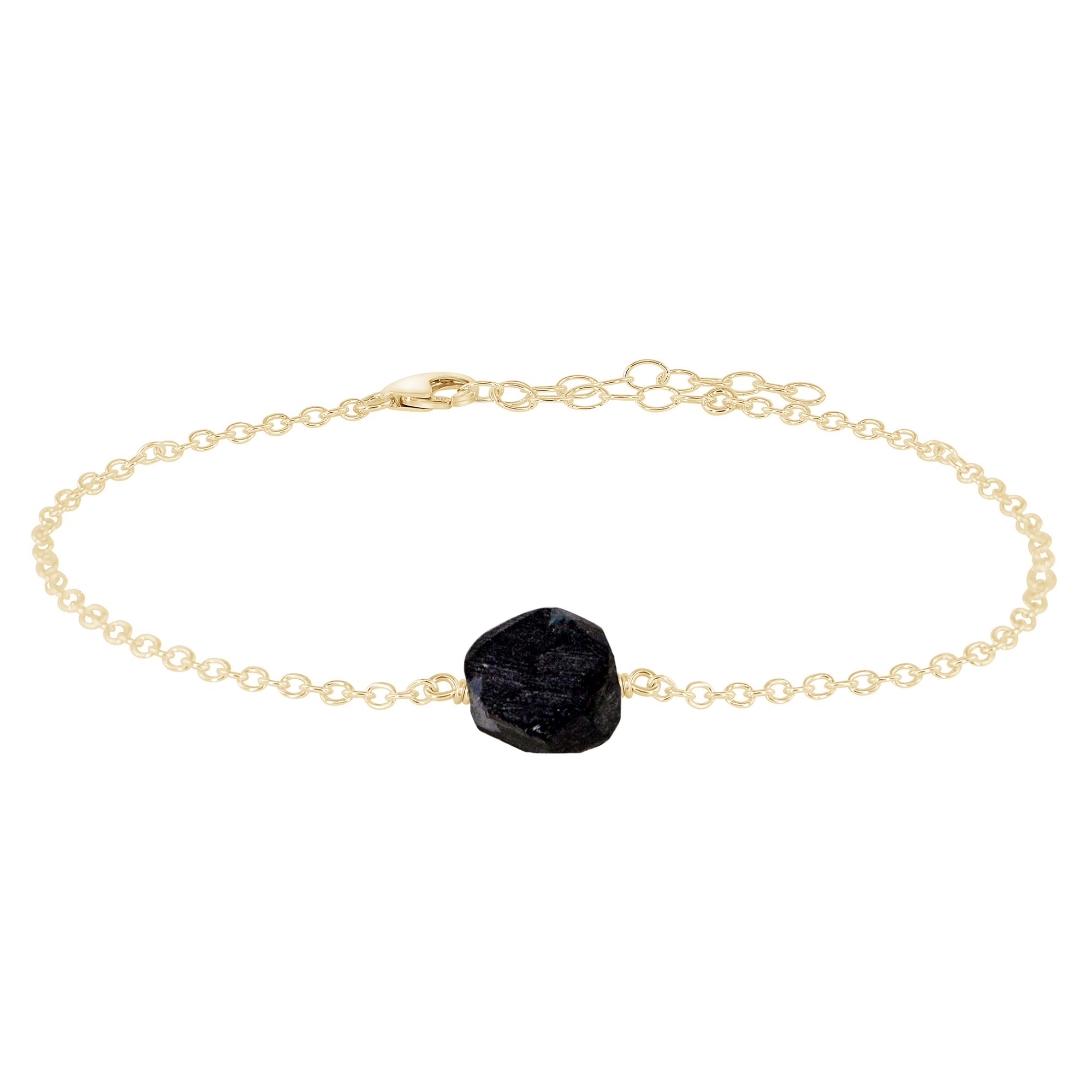 Raw Obsidian Crystal Nugget Anklet - Raw Obsidian Crystal Nugget Anklet - 14k Gold Fill - Luna Tide Handmade Crystal Jewellery