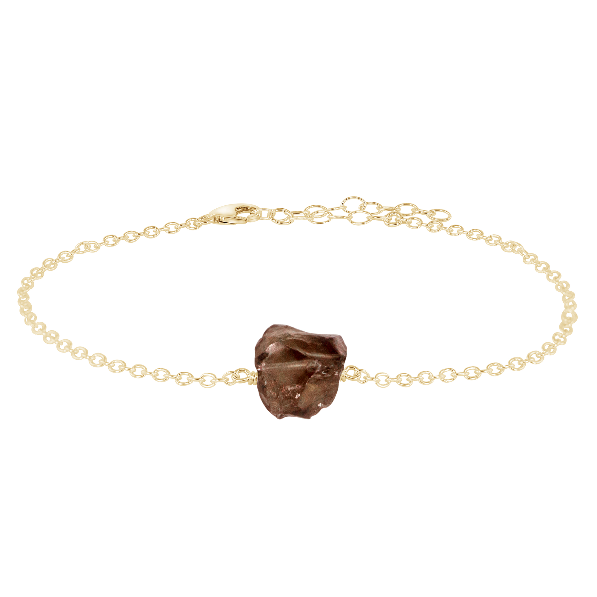 Raw Smoky Quartz Crystal Nugget Anklet - Raw Smoky Quartz Crystal Nugget Anklet - 14k Gold Fill - Luna Tide Handmade Crystal Jewellery