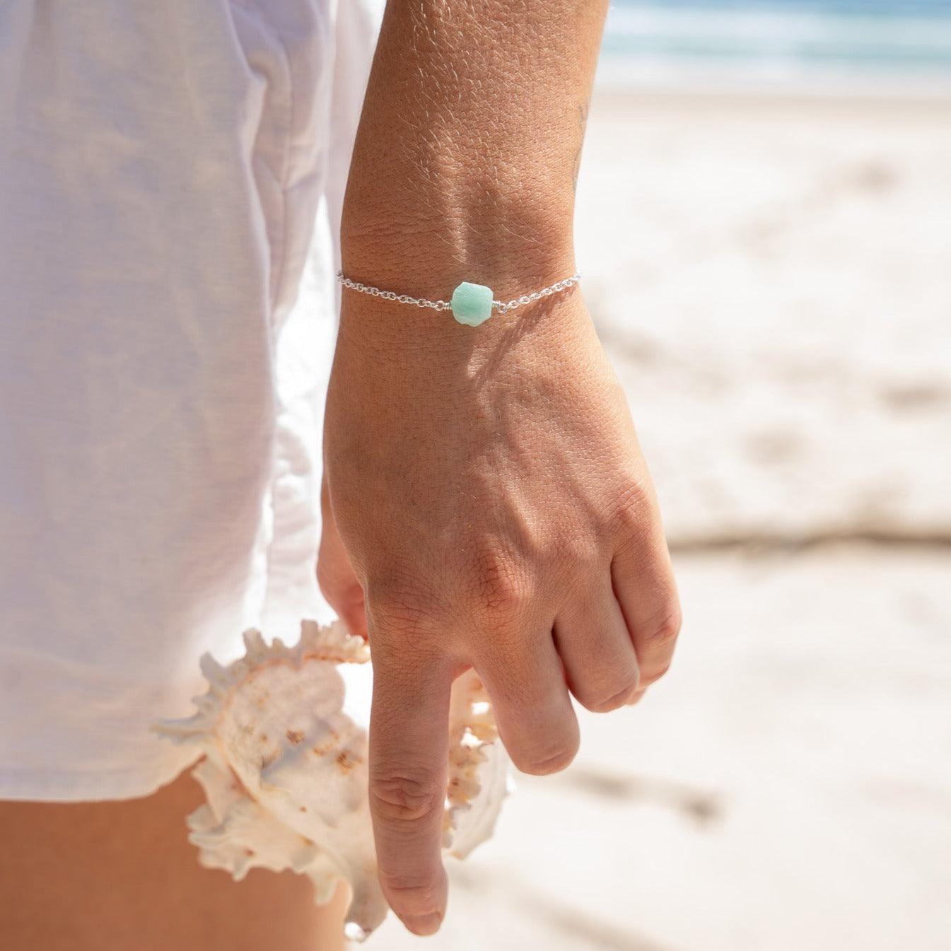 Raw Amazonite Crystal Jewellery Set - Raw Amazonite Crystal Jewellery Set - 14k Gold Fill / Cable / Necklace & Earrings & Bracelet - Luna Tide Handmade Crystal Jewellery