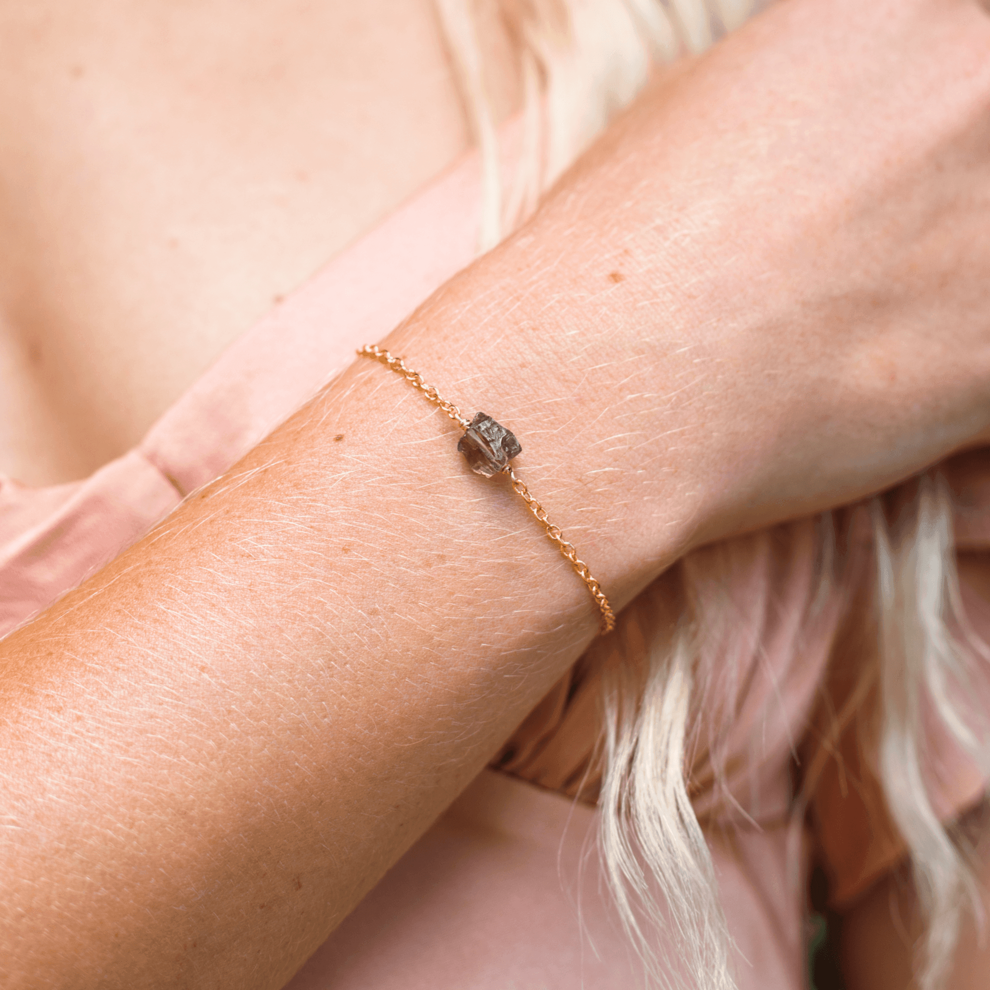 Raw Smoky Quartz Crystal Jewellery Set - Raw Smoky Quartz Crystal Jewellery Set - 14k Gold Fill / Cable / Necklace & Earrings & Bracelet - Luna Tide Handmade Crystal Jewellery