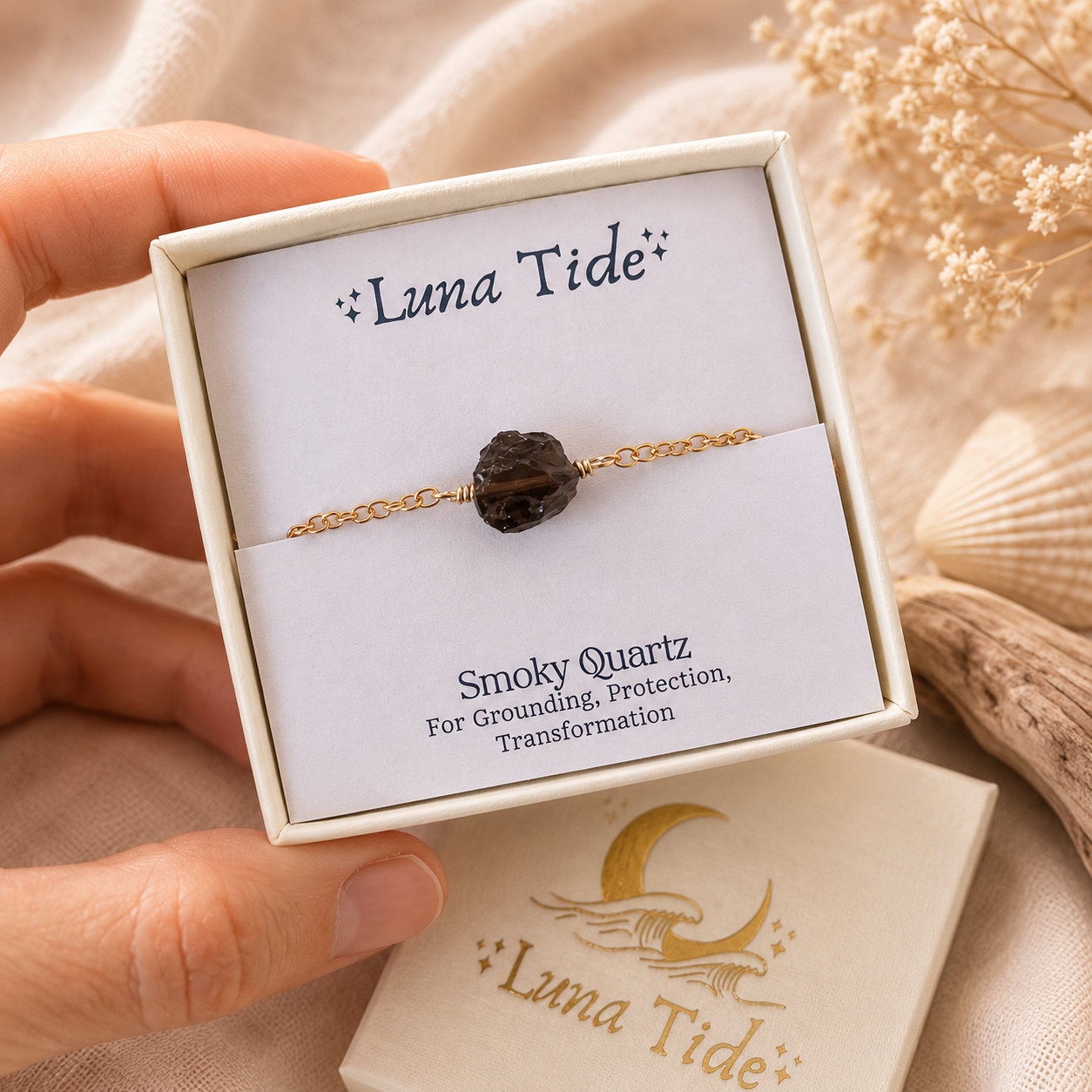 Raw Smoky Quartz Crystal Nugget Bracelet