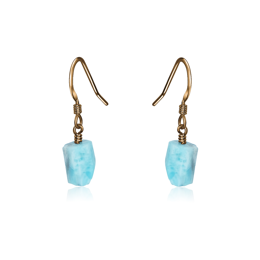 Bronze Larimar Raw Crystal Dangle Drop Earrings