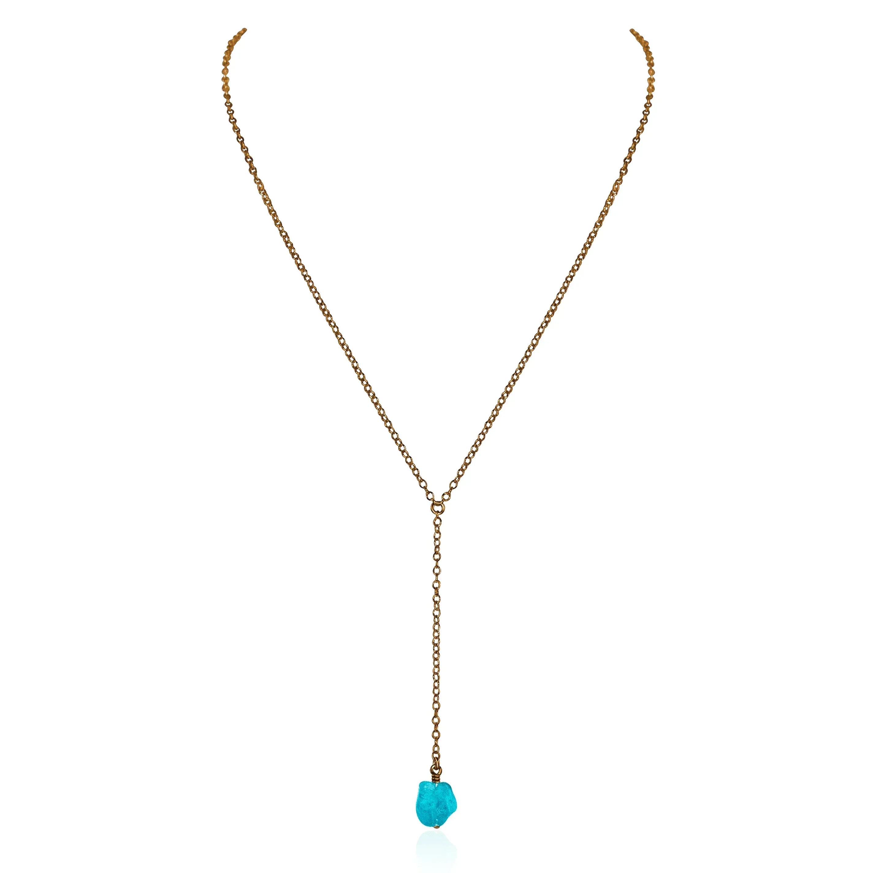 Bronze Apatite Raw Crystal Lariat Necklace