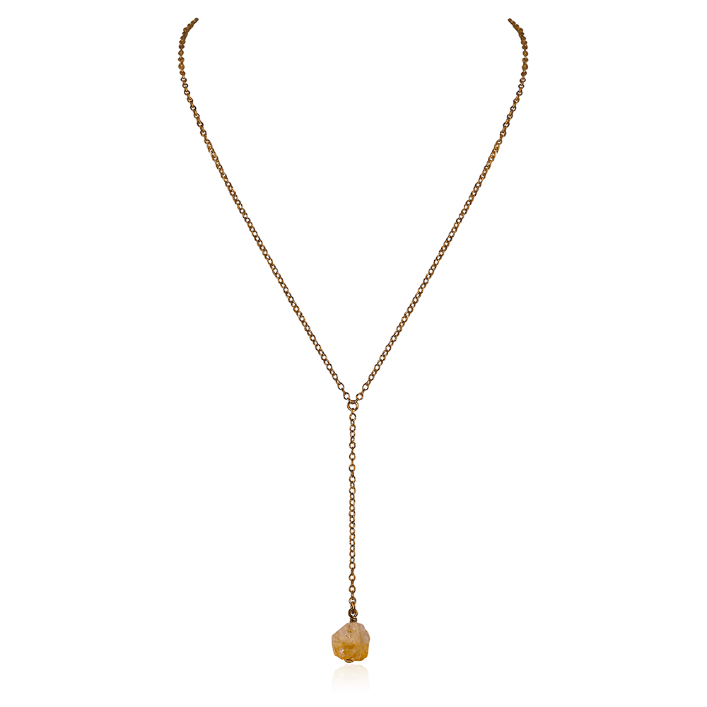 Bronze Citrine Raw Crystal Lariat Necklace