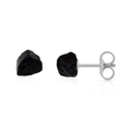 Black Tourmaline Raw Crystal Stud Earrings