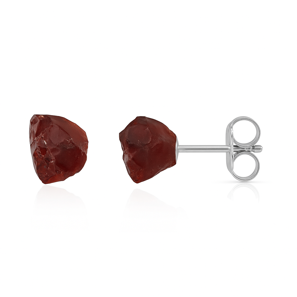 Garnet Raw Crystal Stud Earrings