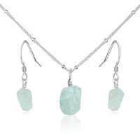 Raw Aquamarine Crystal Jewellery Set