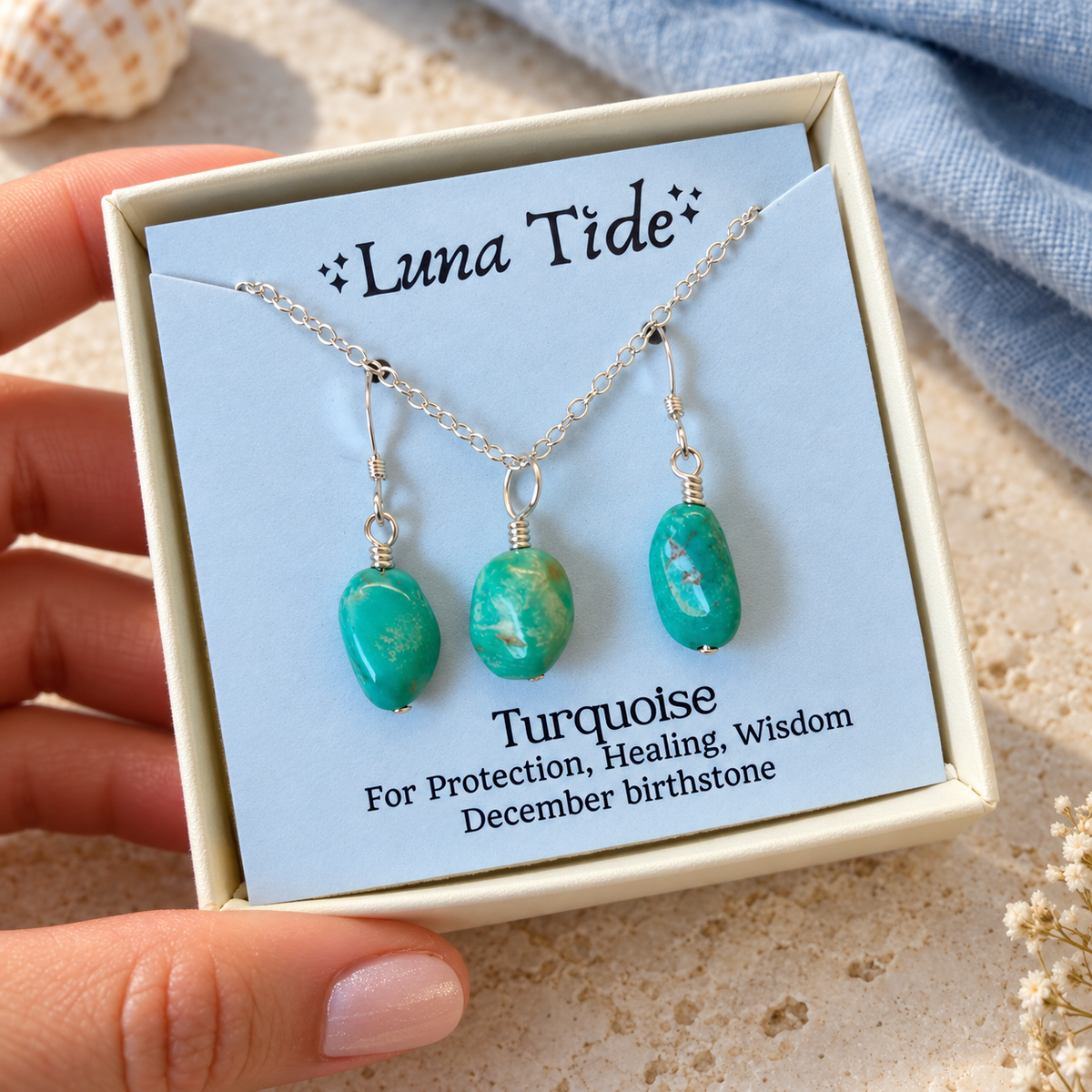 Raw Turquoise Crystal Jewellery Set