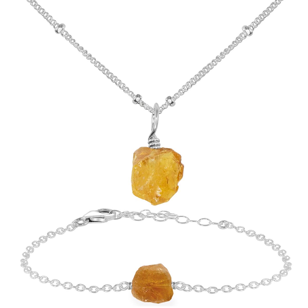 Raw Citrine Crystal Jewellery Set