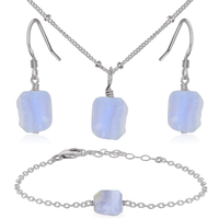 Raw Blue Lace Agate Crystal Jewellery Set