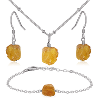 Raw Citrine Crystal Jewellery Set