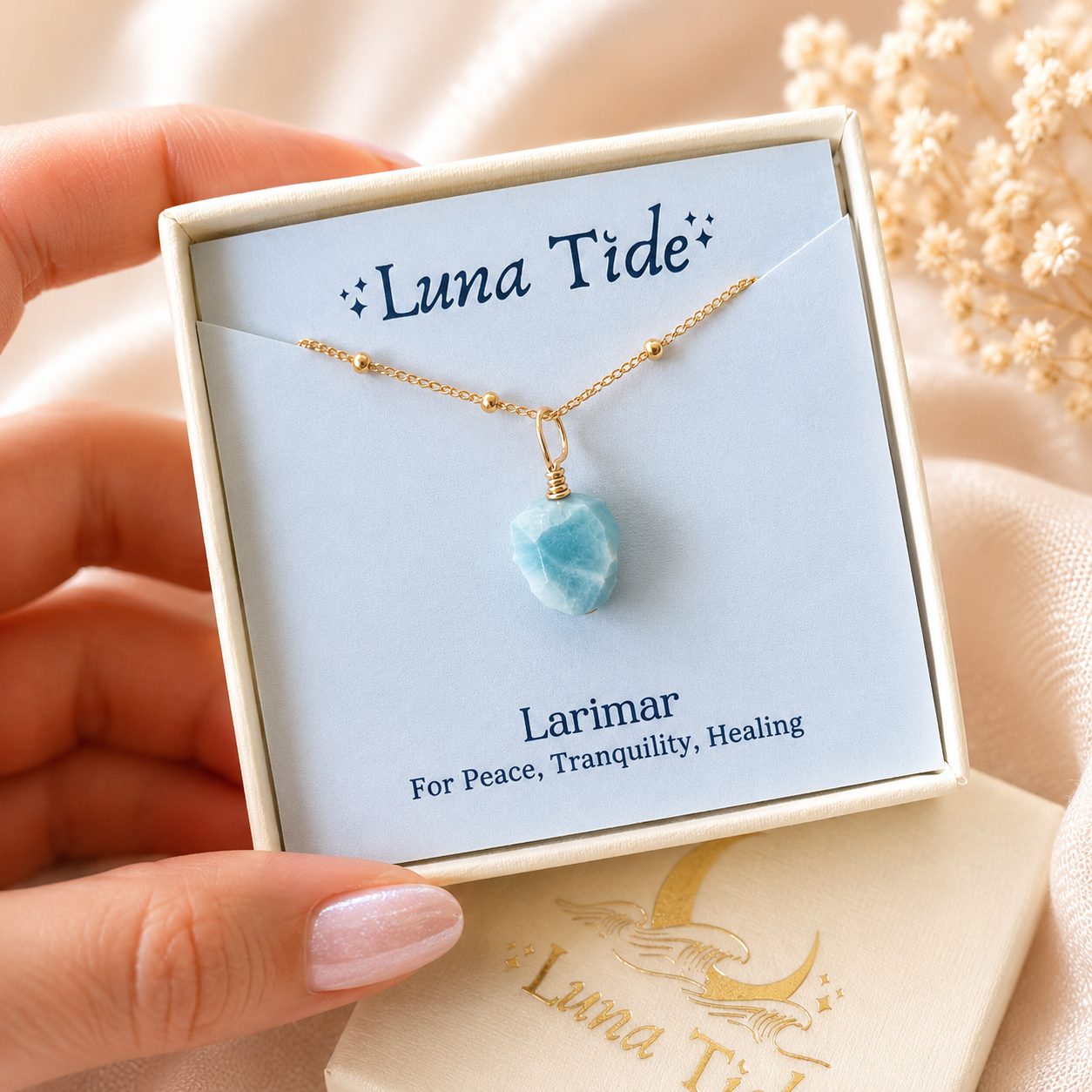 Raw Larimar Natural Crystal Pendant Necklace