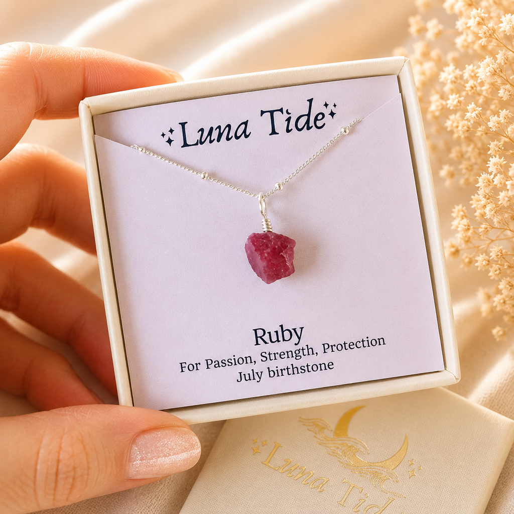 Raw Earth Red Ruby Natural Crystal Pendant Necklace