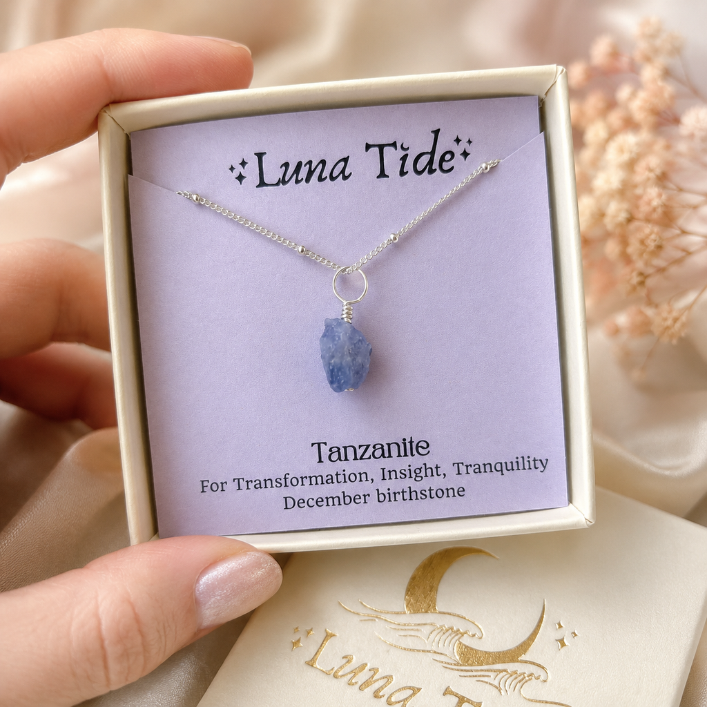 Tiny Rough Tanzanite Gemstone Pendant Choker