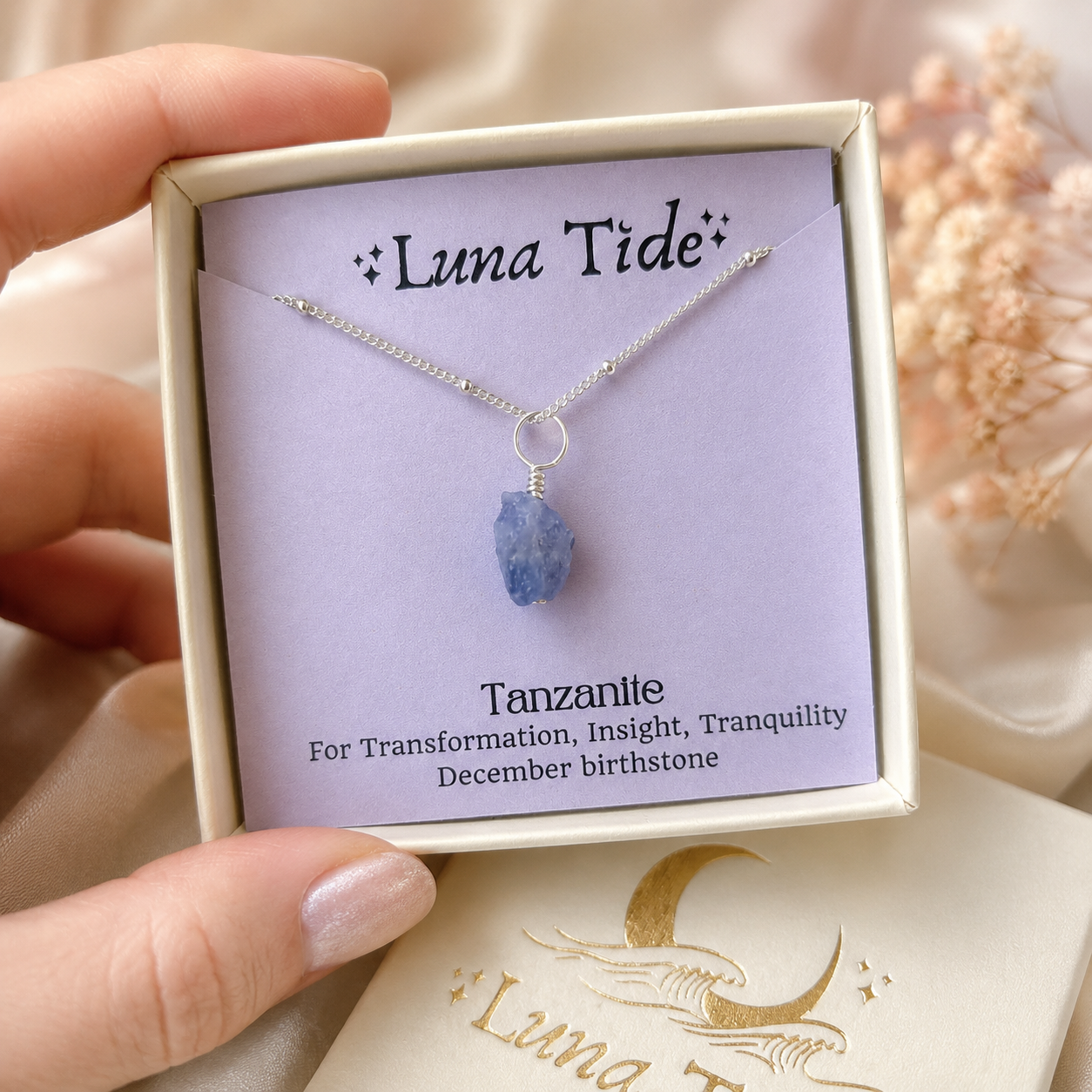 Tiny Rough Tanzanite Gemstone Pendant Choker