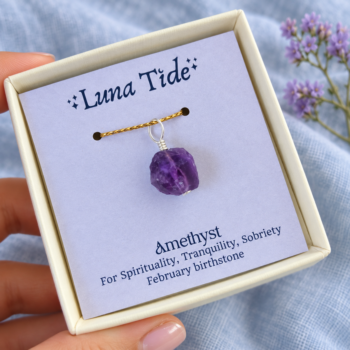 Tiny Raw Purple Amethyst Crystal Pendant