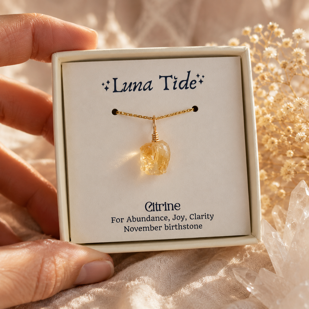 Tiny Raw Citrine Crystal Pendant