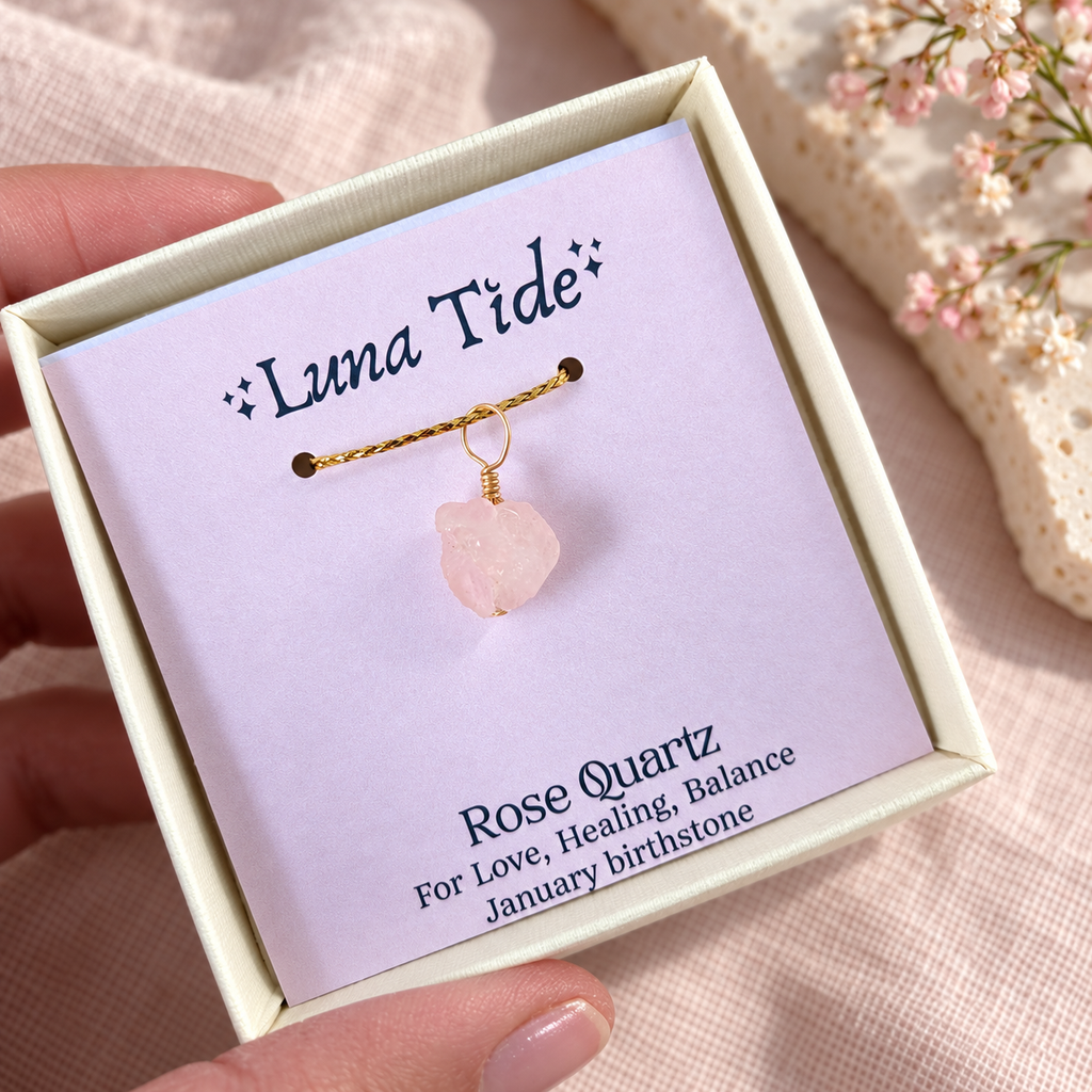 Tiny Raw Rose Quartz Crystal Pendant