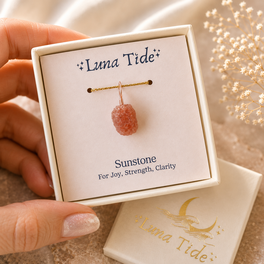 Tiny Raw Sunstone Crystal Pendant