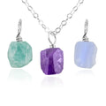 Calm & Serenity Raw Crystal Pendant Bundle - Calm & Serenity Raw Crystal Pendant Bundle - Sterling Silver / 40cm / 16" Cable Chain - Luna Tide Handmade Crystal Jewellery