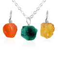 Abundance & Prosperity Raw Crystal Pendant Bundle - Abundance & Prosperity Raw Crystal Pendant Bundle - Sterling Silver / 40cm / 16" Cable Chain - Luna Tide Handmade Crystal Jewellery
