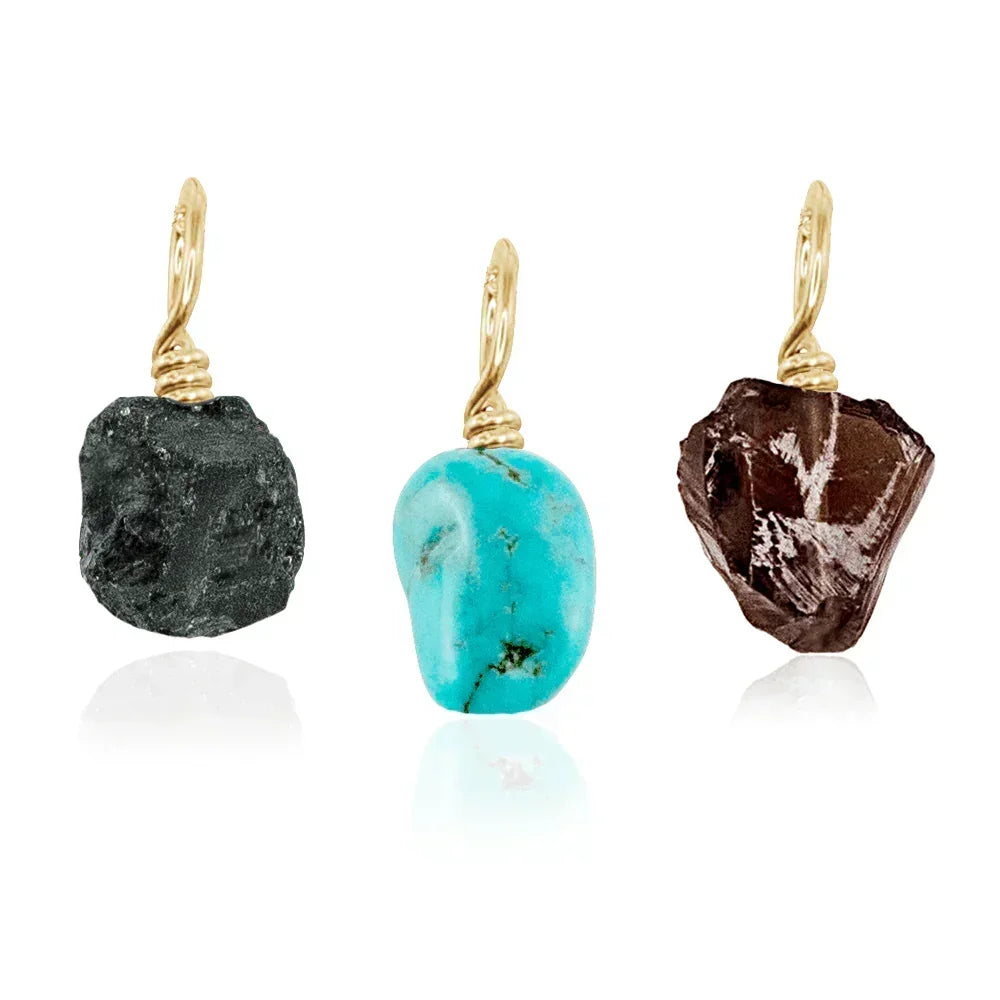 Protection & Grounding Raw Crystal Pendant Bundle - Protection & Grounding Raw Crystal Pendant Bundle - 14k Gold Fill / Pendants only (no chain) - Luna Tide Handmade Crystal Jewellery