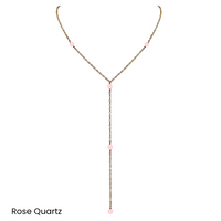 Bronze Dainty Crystal Lariat Necklace