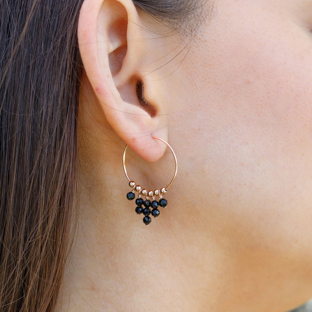 Black Tourmaline Statement Hoop Earrings