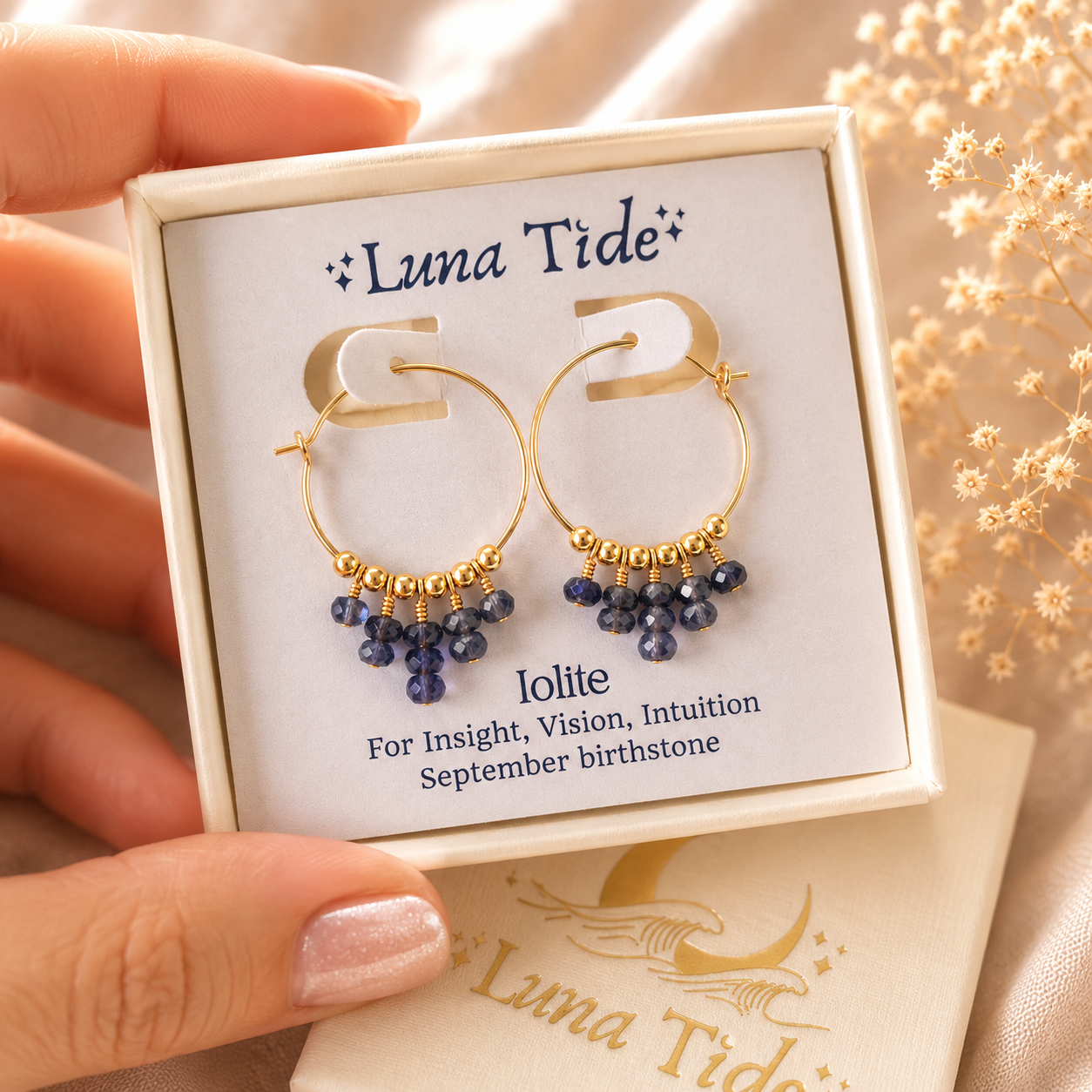 Iolite Statement Hoop Earrings