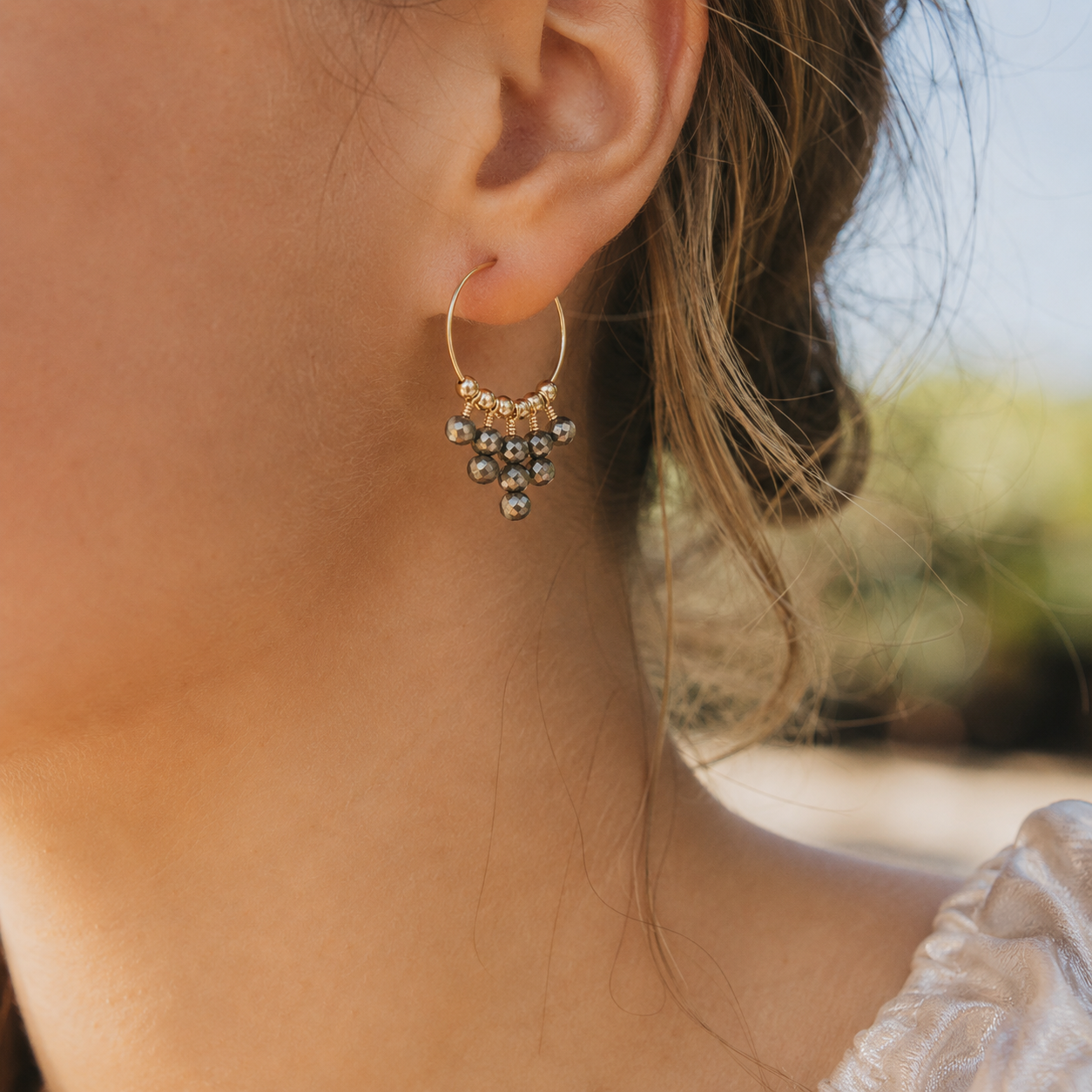 Pyrite Statement Hoop Earrings