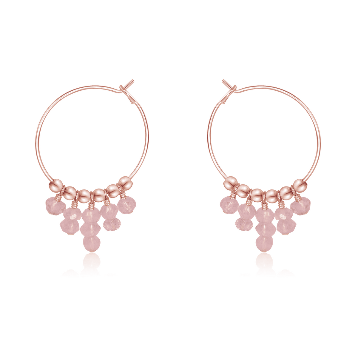 Hoop Earrings - Rose Quartz - 14k Rose Gold Fill - Luna Tide Handmade Jewellery