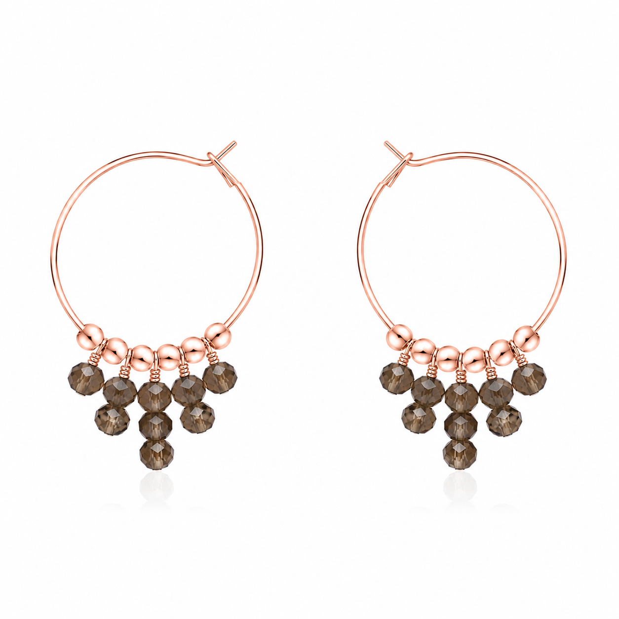 Smoky Quartz Statement Hoop Earrings