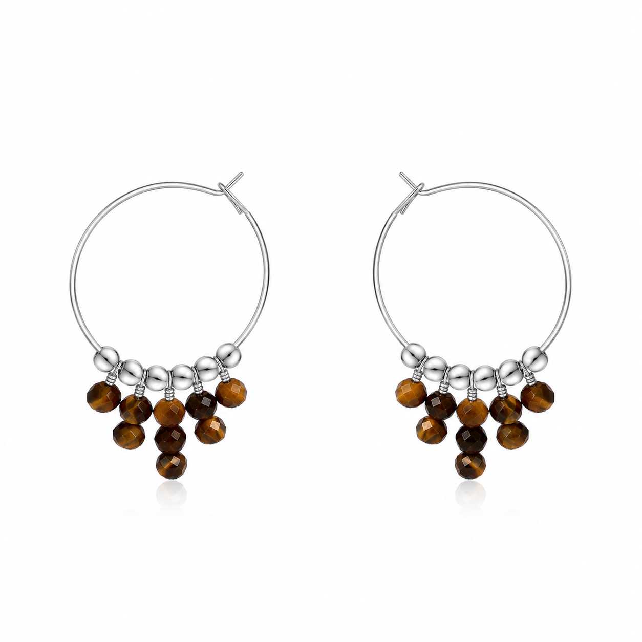 Tiger's Eye Statement Hoop Earrings