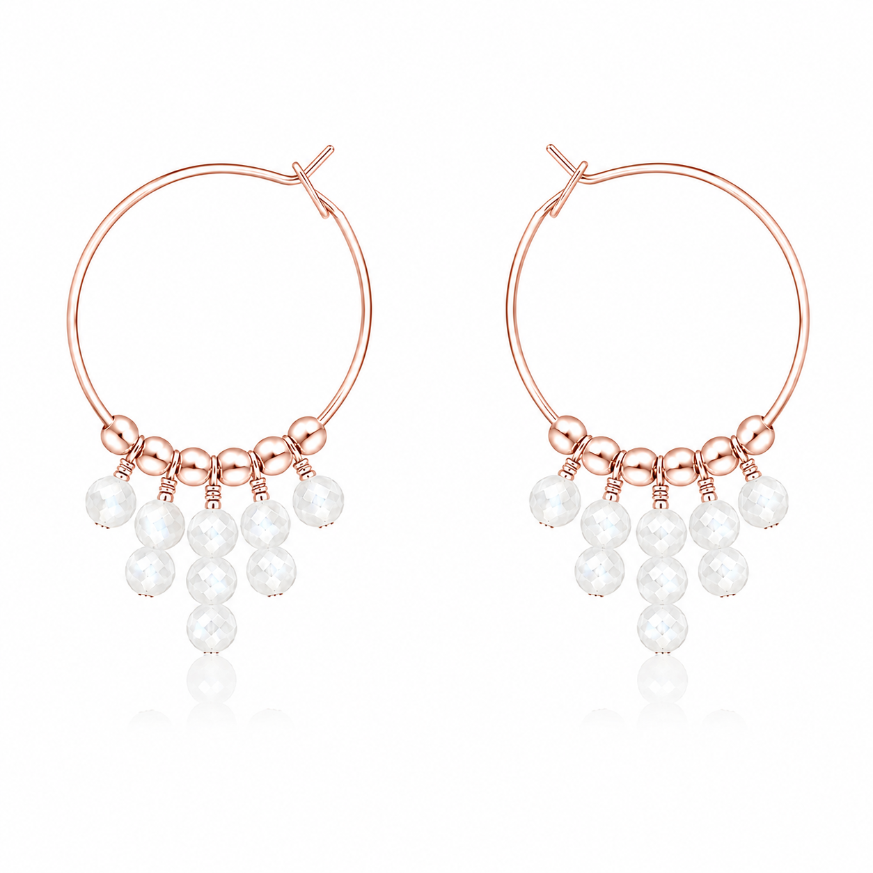 White Moonstone Statement Hoop Earrings