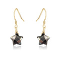 Little Pyrite Crystal Star Dangle Drop Earrings