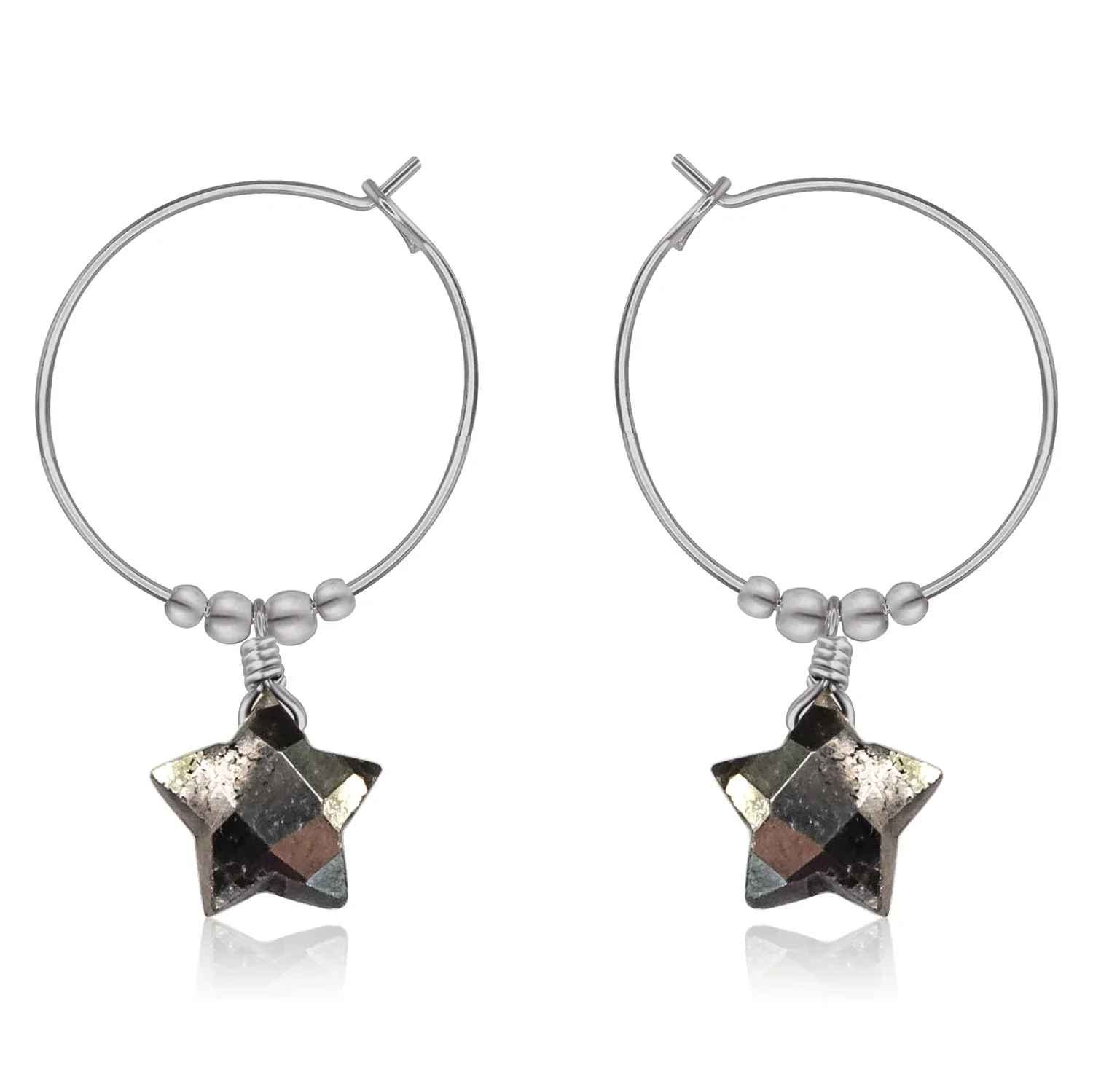 Little Pyrite Crystal Star Hoop Earrings
