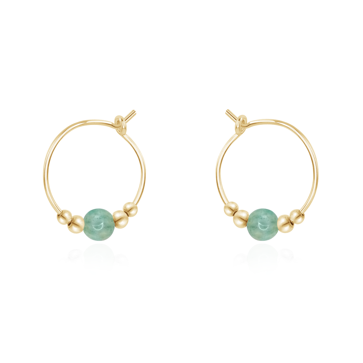 Tiny Amazonite Gemstone Bead Hoop Earrings