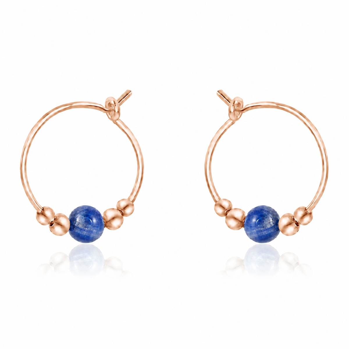 Tiny Kyanite Gemstone Bead Hoop Earrings