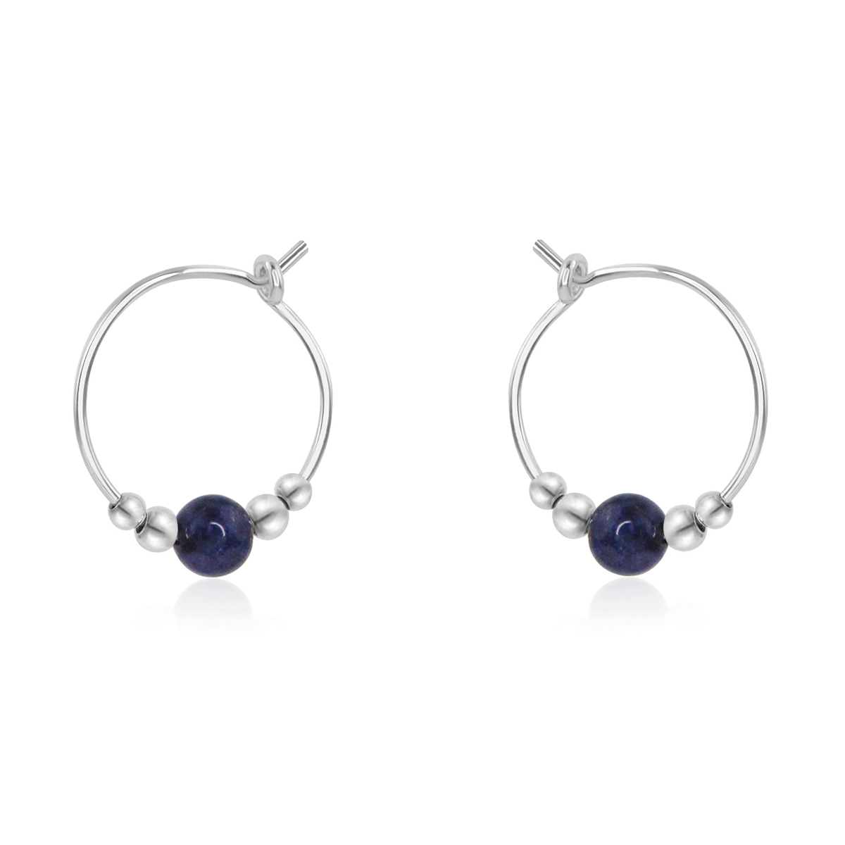 Tiny Sapphire Gemstone Bead Hoop Earrings