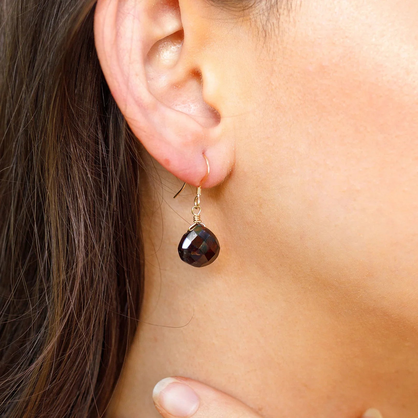 Garnet Gemstone Teardrop Dangle Earrings