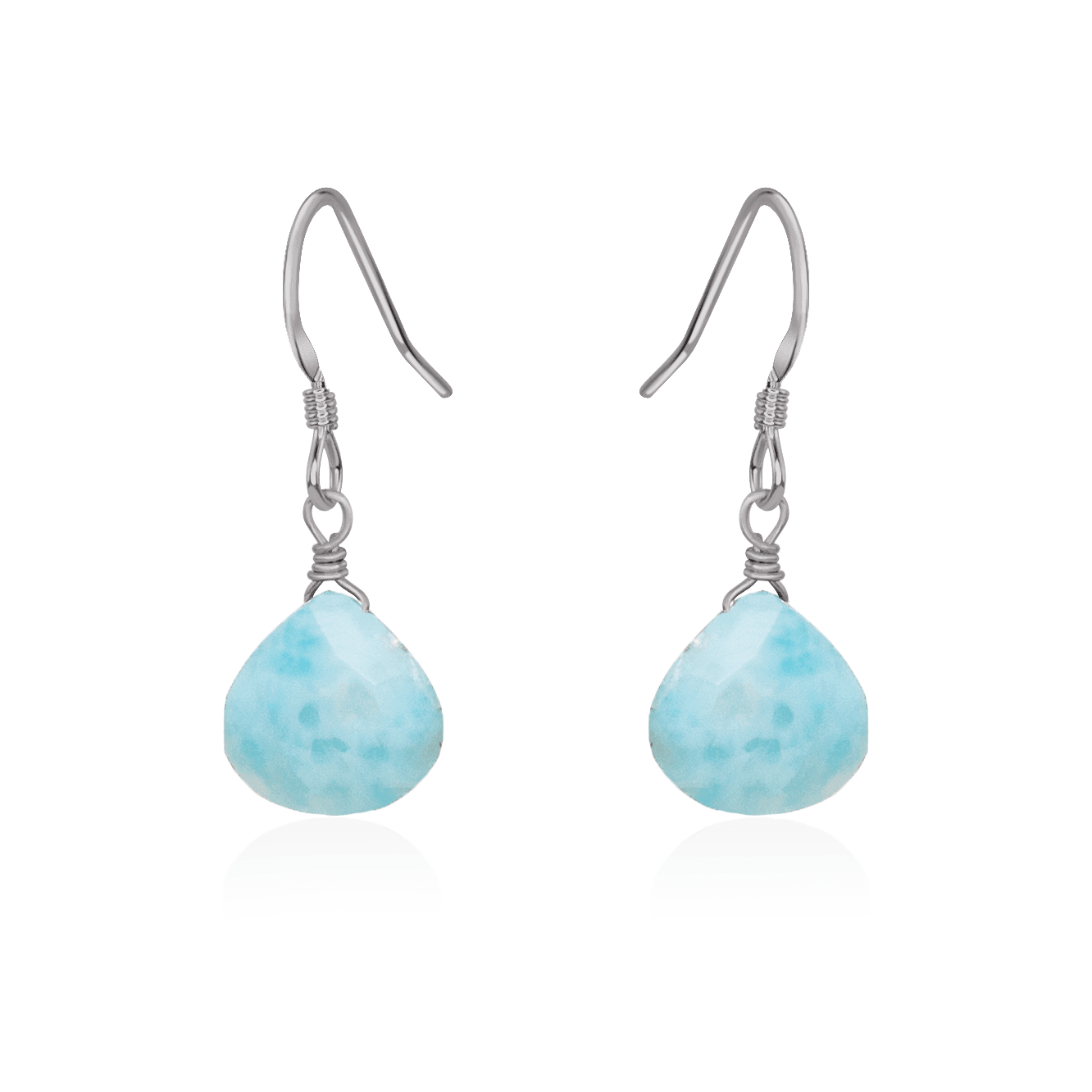Larimar Gemstone Teardrop Dangle Earrings - Larimar Gemstone Teardrop Dangle Earrings - Stainless Steel - Luna Tide Handmade Crystal Jewellery