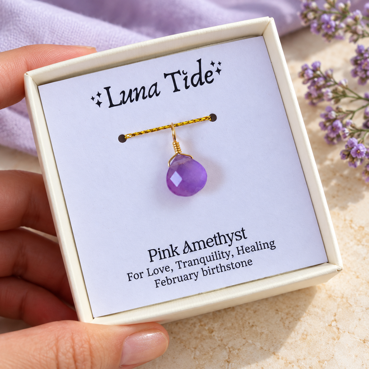Tiny Pink Amethyst Teardrop Gemstone Pendant