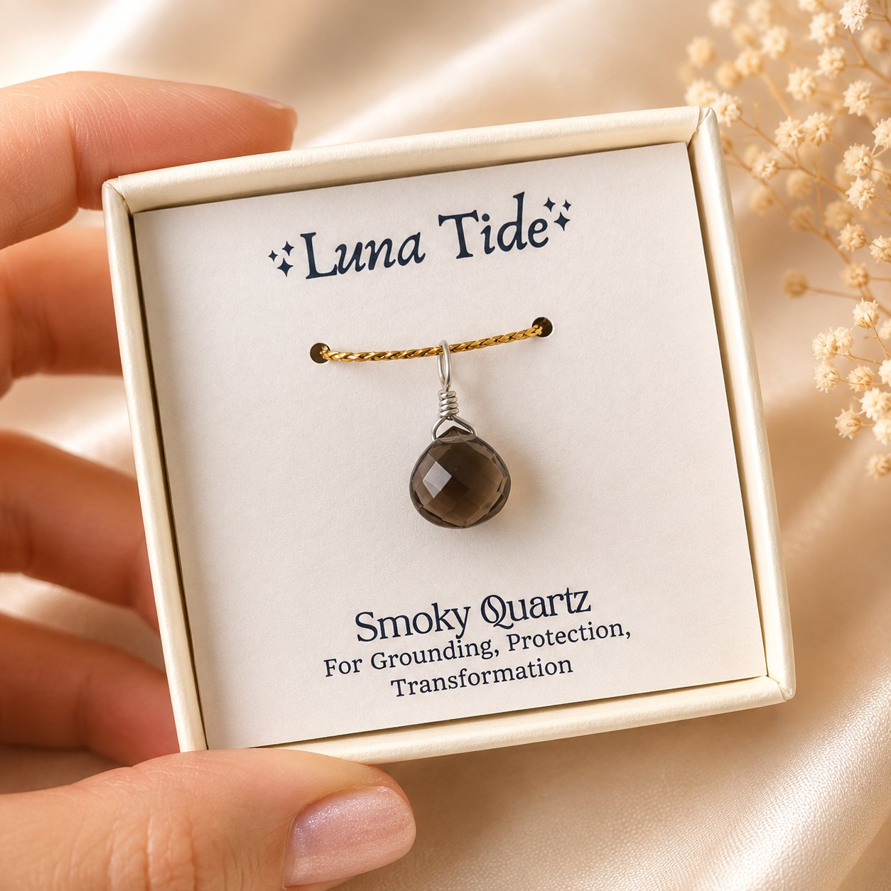 Tiny Smoky Quartz Teardrop Gemstone Pendant