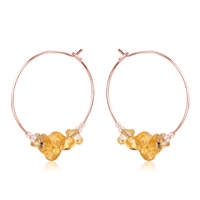 Citrine Crystal Chip Large Hoop Earrings - Citrine Crystal Chip Large Hoop Earrings - 14k Rose Gold Fill - Luna Tide Handmade Crystal Jewellery